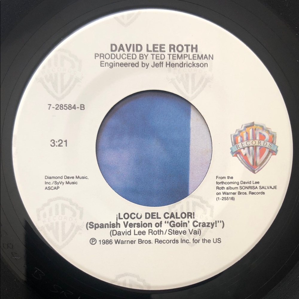 David Lee Roth Goin' Crazy! Vinyl 45 RPM Record '86 - Picture 5 of 6